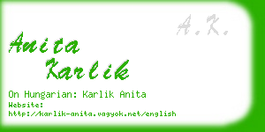 anita karlik business card